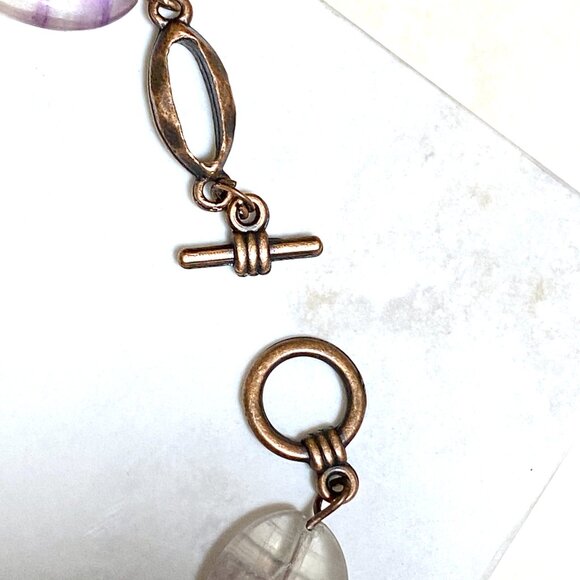 2/$20, Light Purple Fluorite Boho Bracelet, Genuine Gemstone + Copper Chain - Picture 3 of 10